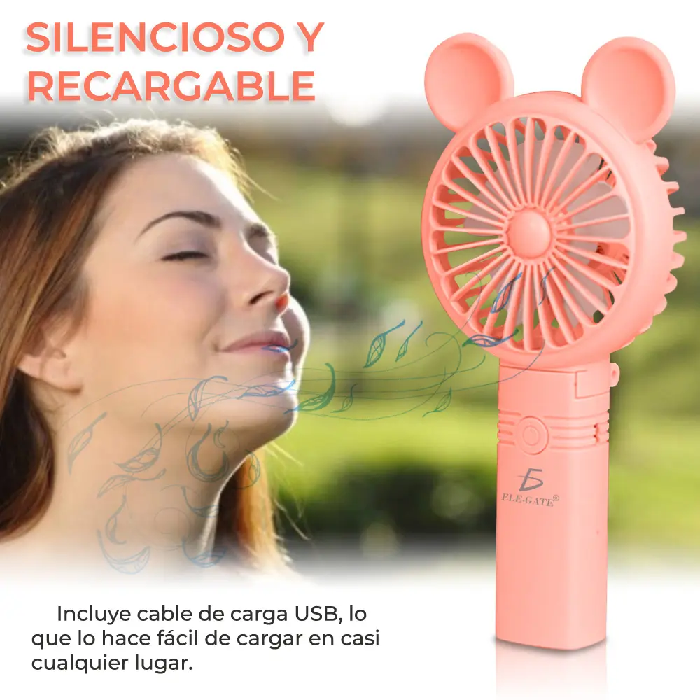 Mini Ventilador Personal Plegable Y Recargable Color Rosa