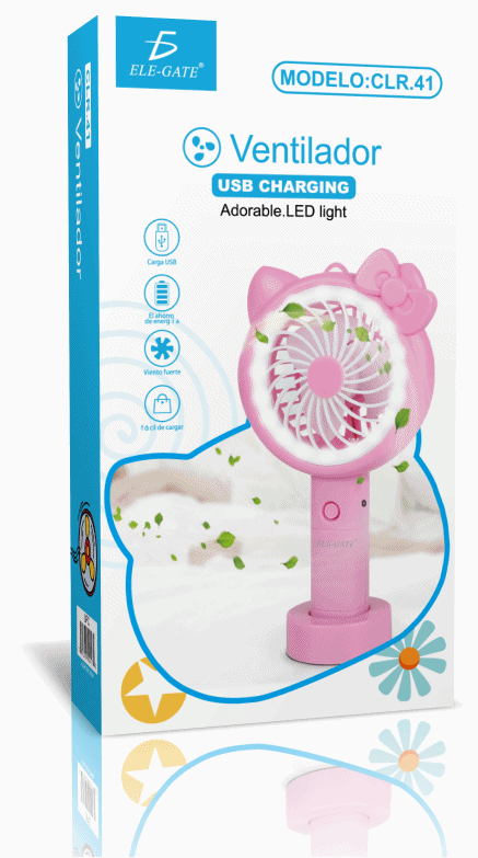 Mini Ventilador Personal Cartoon Con Aro de Luz