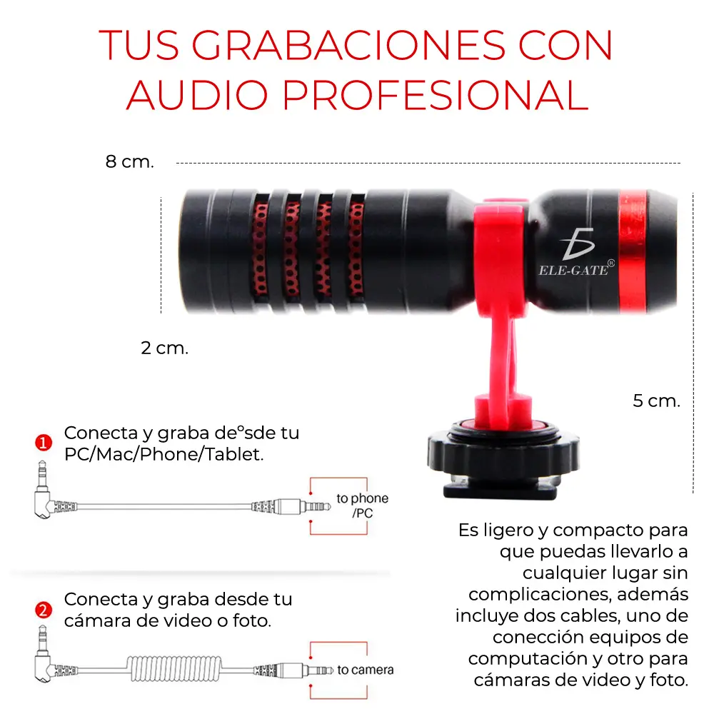 Micrófono Cardioide Universal Para Entrevistas Vídeo