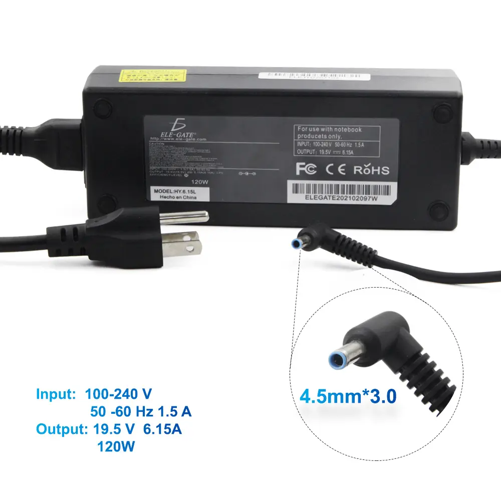 Cargador Laptop Compatible Hp Envy 19.5v 6.15a Punta Azul
