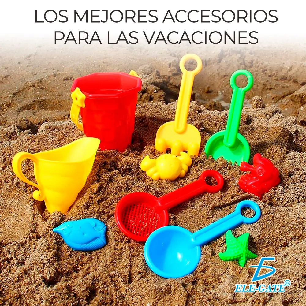 Cubeta De Juguetes Playa Accesorios Castillos Arena 10 pzs