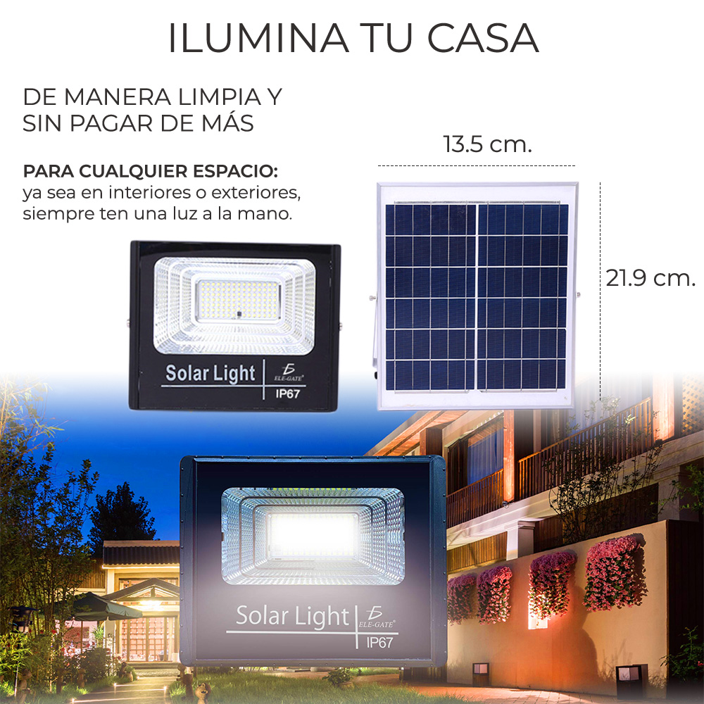 Reflector Led 45w C/ Panel Solar-control Luz Blanca Exterior