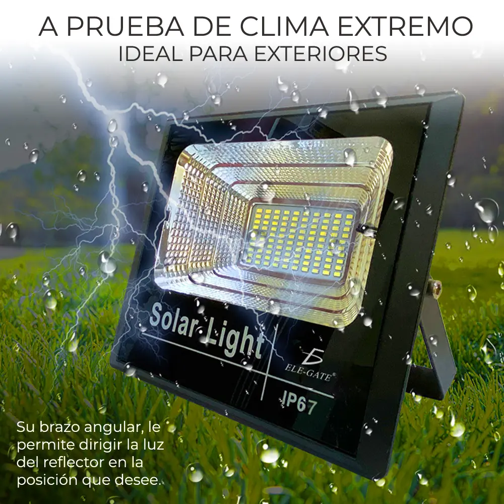 Reflector Led 500w C/ Panel Solar-control Luz Blanca Exterior