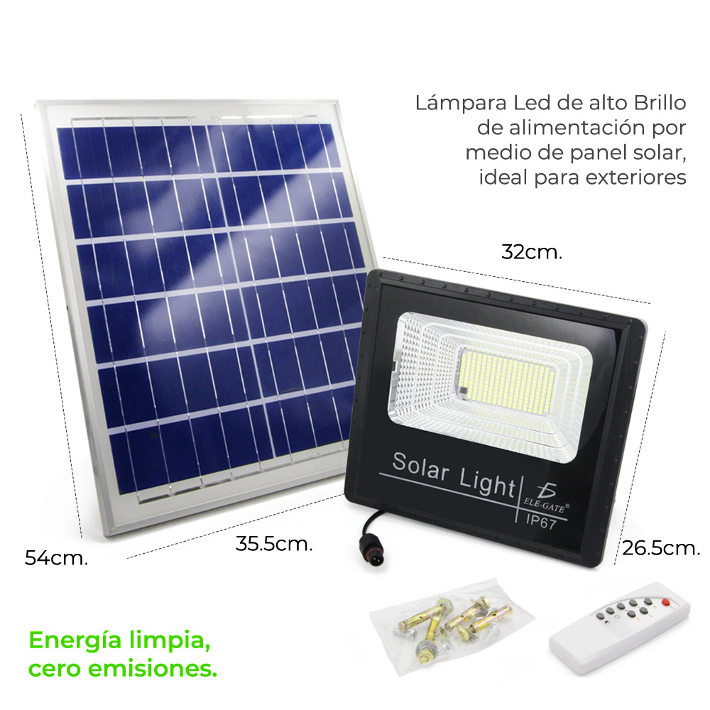 Reflector Solar 500W 6V Lampara Led Luz Blanca Panel Solar – COLMETECNO