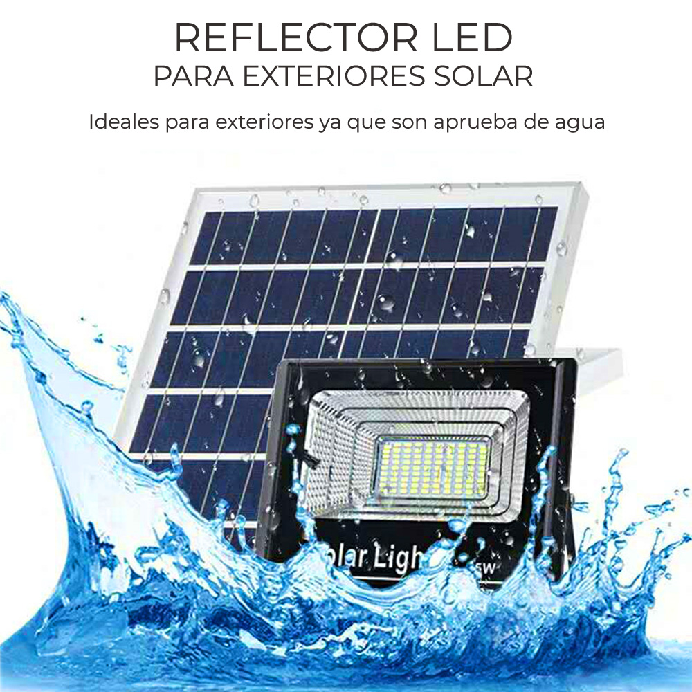 Reflector Led 500w C/ Panel Solar-control Luz Blanca Exterior