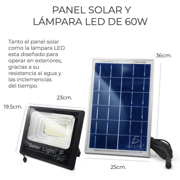 Reflector Led 60w C/ Panel Solar-control Luz Blanca Exterior