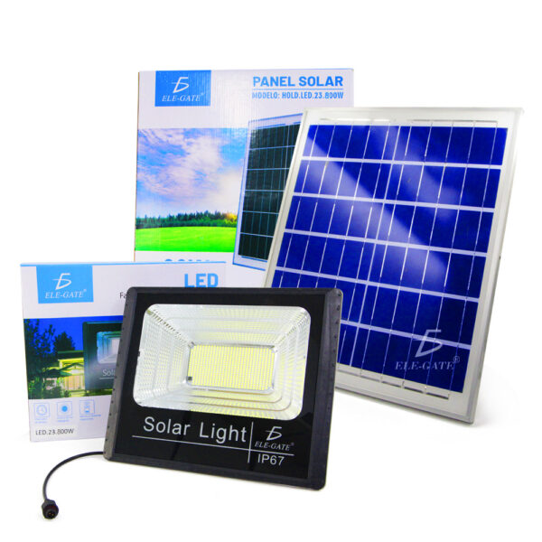 Reflector Led 800w C/ Panel Solar-control Luz Blanca Exterior