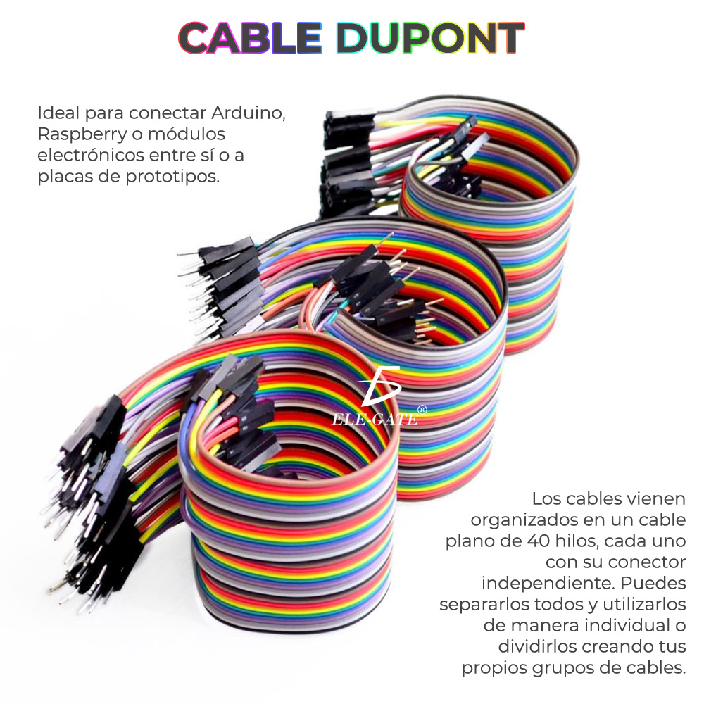 Cables Dupont Jumpers Para Protoboard 20cm 40piezas