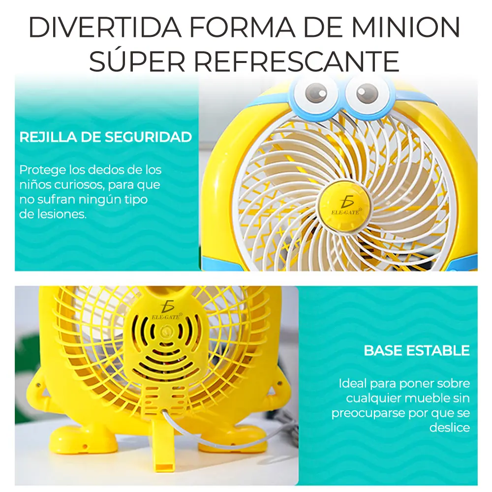 Ventilador de Pared y de Piso Plástico 16" forma de Minions