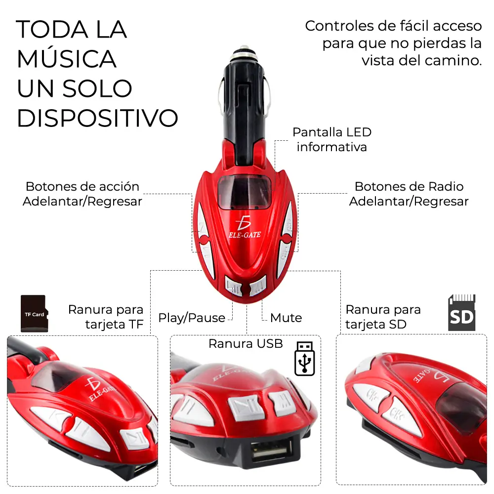 Transmisor Fm Control Remoto Usb Sd Celulares Mp3 Mp4