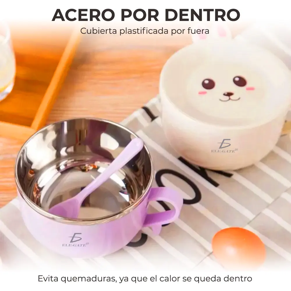 650 Ml De Dibujos Animados Cuenco Niños Utensilios De Acero