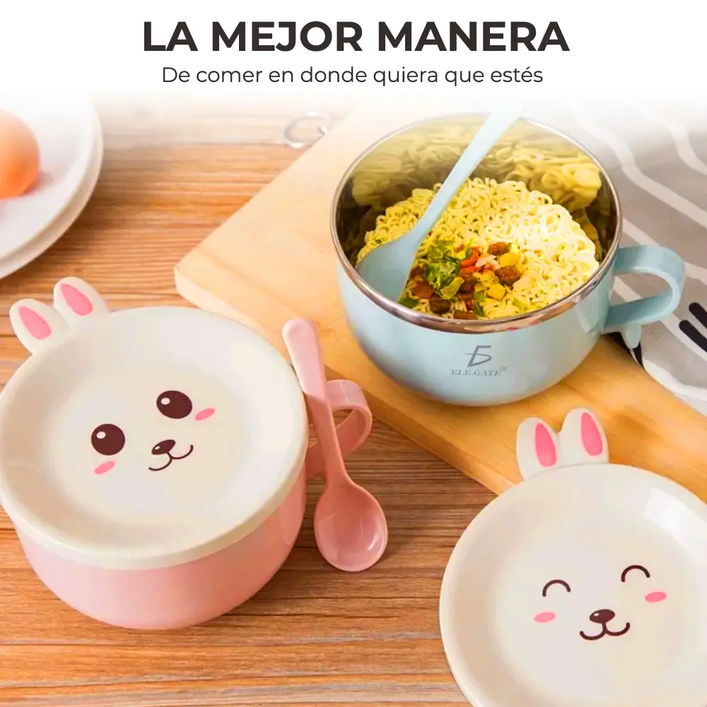 650 Ml De Dibujos Animados Cuenco Niños Utensilios De Acero