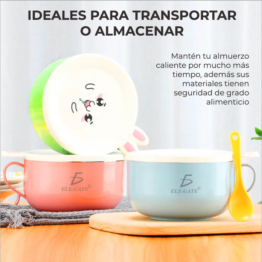 650 Ml De Dibujos Animados Cuenco Niños Utensilios De Acero