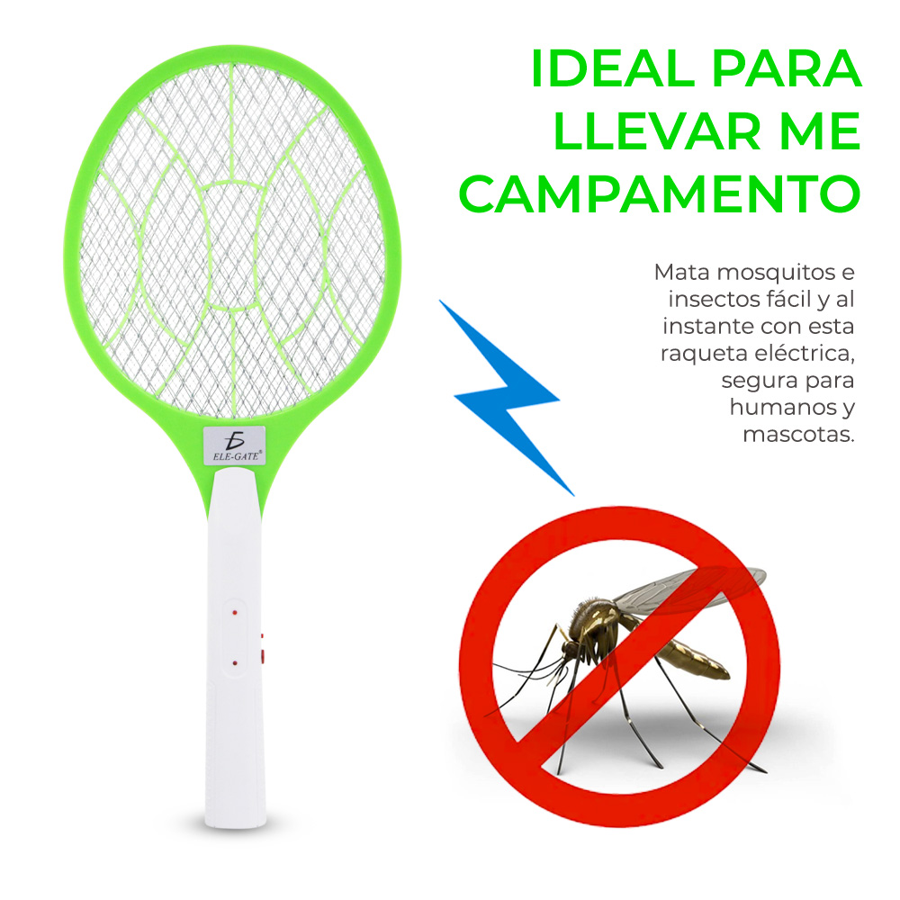 Raqueta Mata Mosquitos Lámpara Led Recargable Electrica