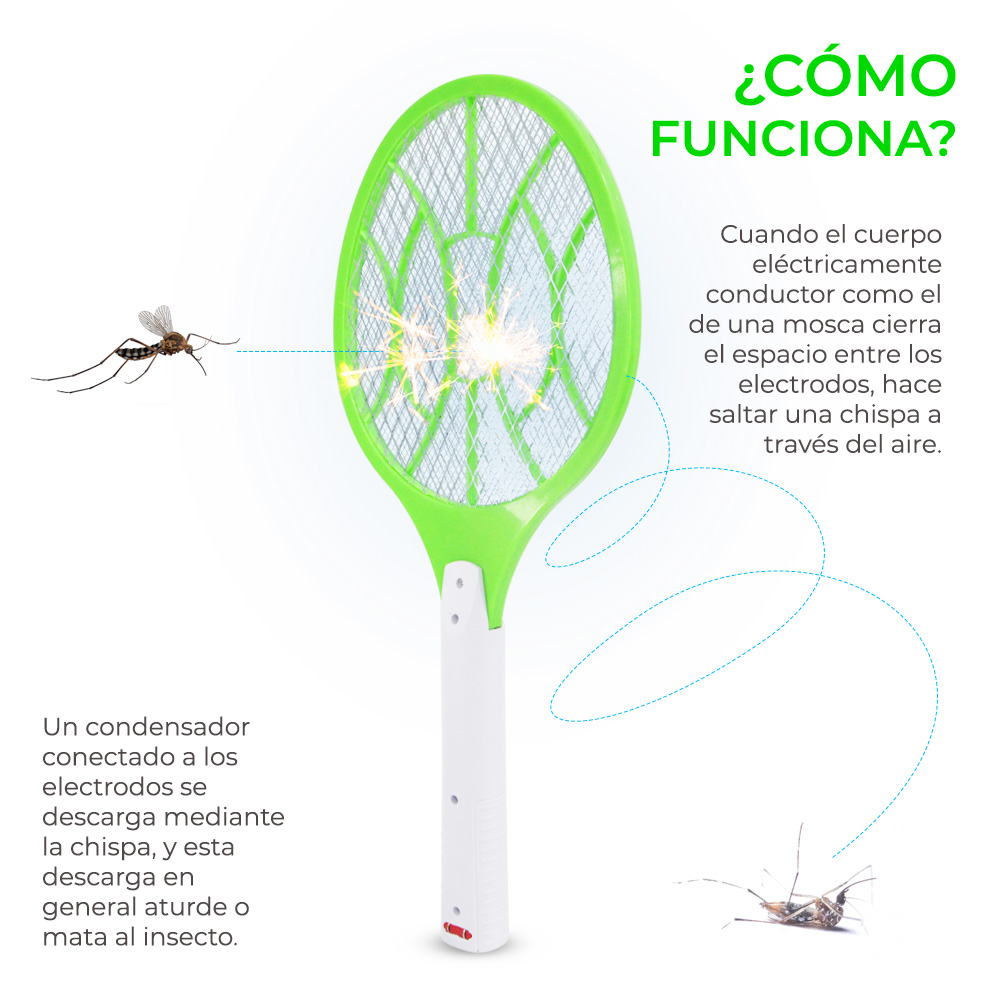 Raqueta Mata Mosquitos Lámpara Led Recargable Electrica