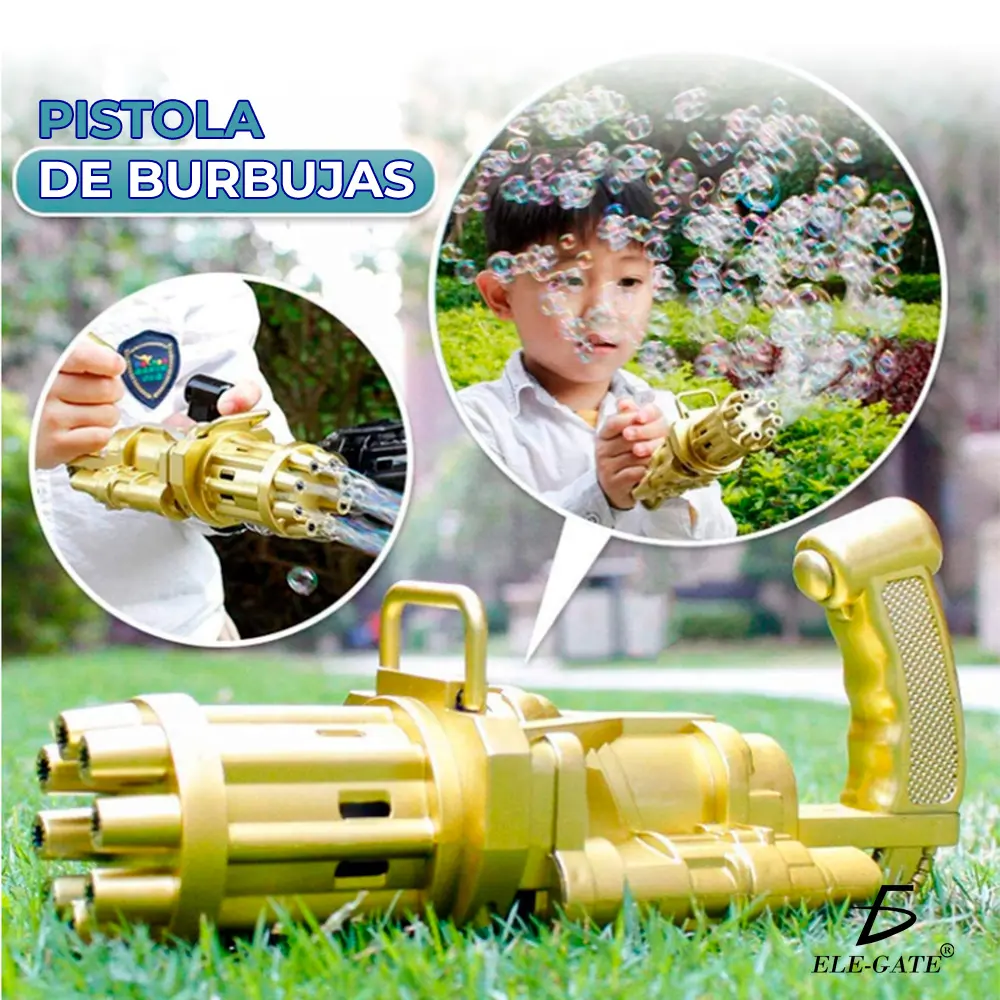 Pistola De Burbujas Gatling Gun Bubbler Maquina De Burbujas