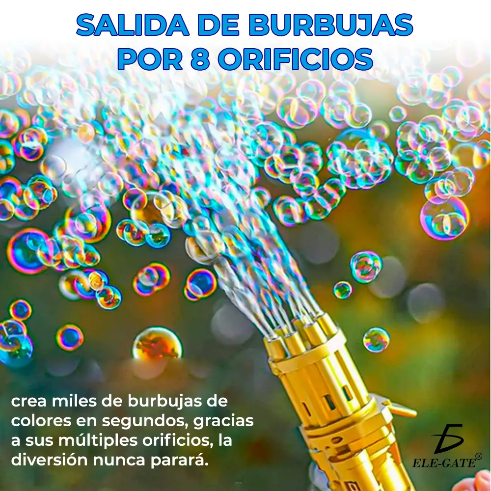Pistola De Burbujas Gatling Gun Bubbler Maquina De Burbujas
