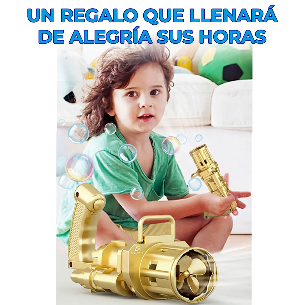 Pistola De Burbujas Gatling Gun Bubbler Maquina De Burbujas