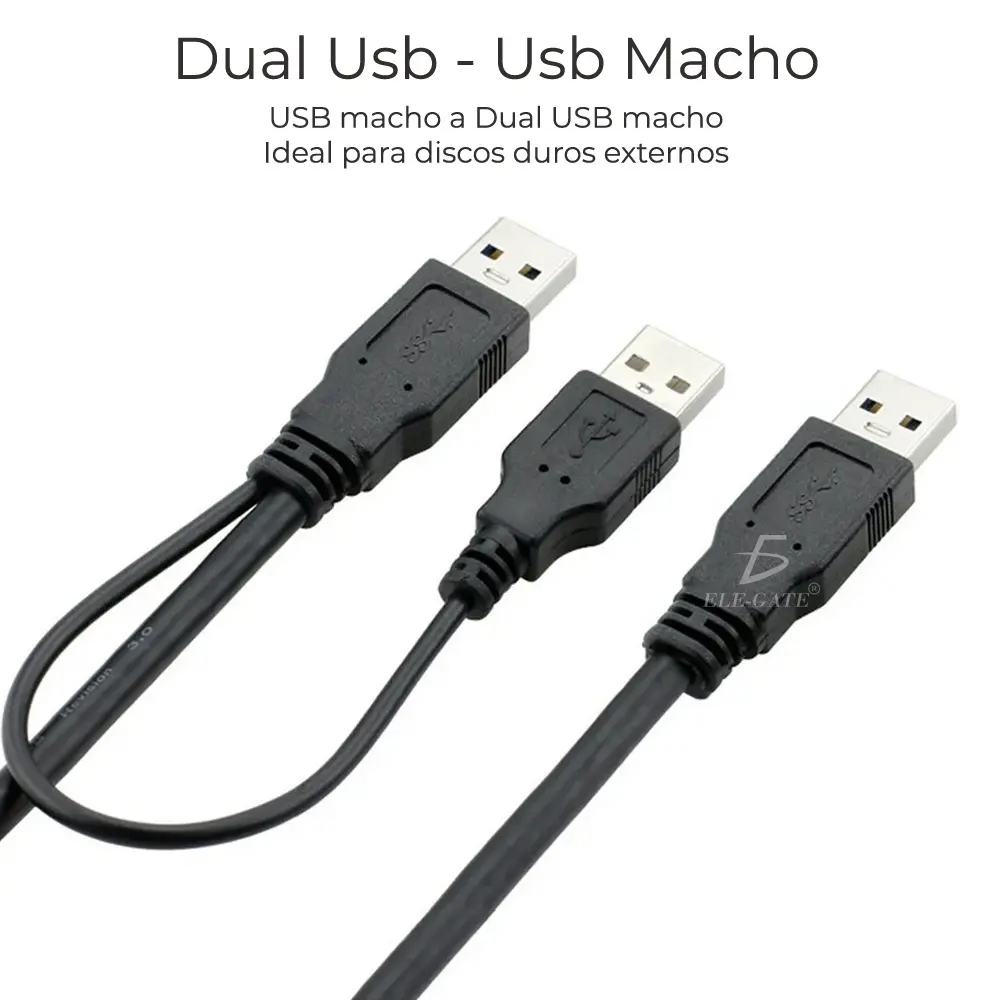 Cable Usb 2.0 Para Disco Duro 42 Cm Largo Macho A Macho