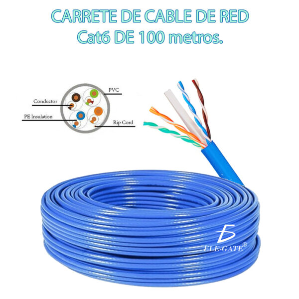 100 Metros Cable Red Cat 6 Utp Rj45 Cat6 Azul Cober