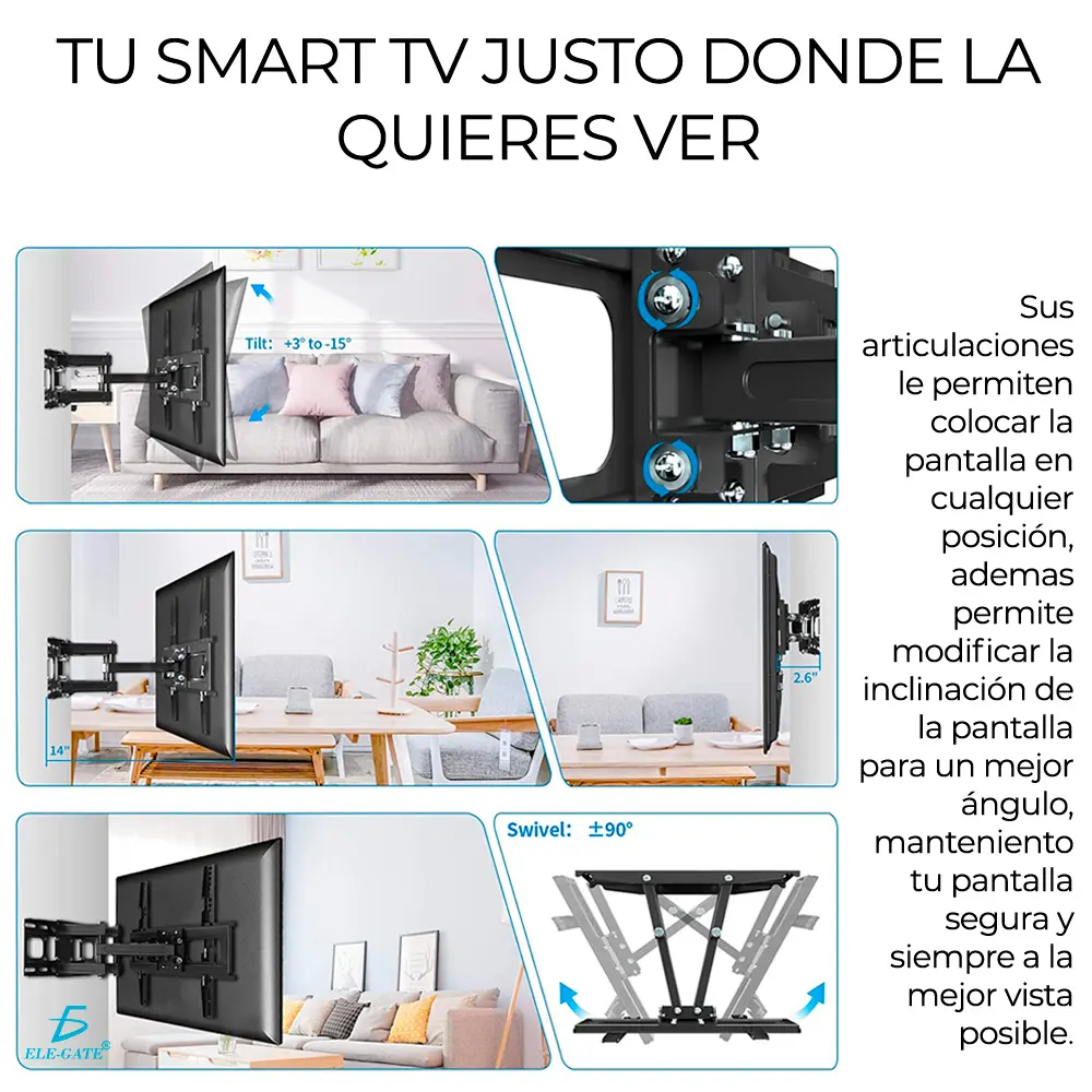 Soporte para TV/Monitor de 30" a 70" negro de pared