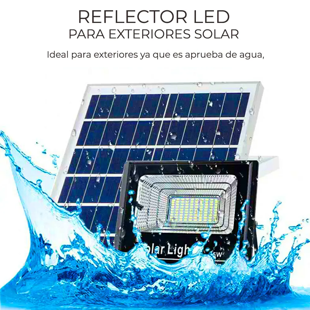 Reflector Led 10w C/ Panel Solar-control Luz Blanca Exterior