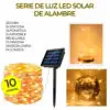 Serie Navideña Solar 10 M 100 Leds Luces Color Ambar