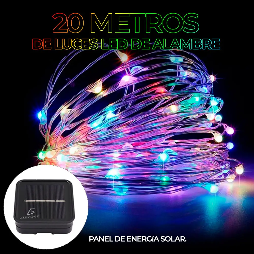 Luces Serie Solar Exterior Fiesta Navidad Tira 20 Metros