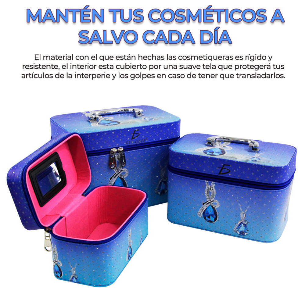 Cosmetiquera Neceser Estampado Kit De 3 Pzas Viaje Estuche MAQ.09.3