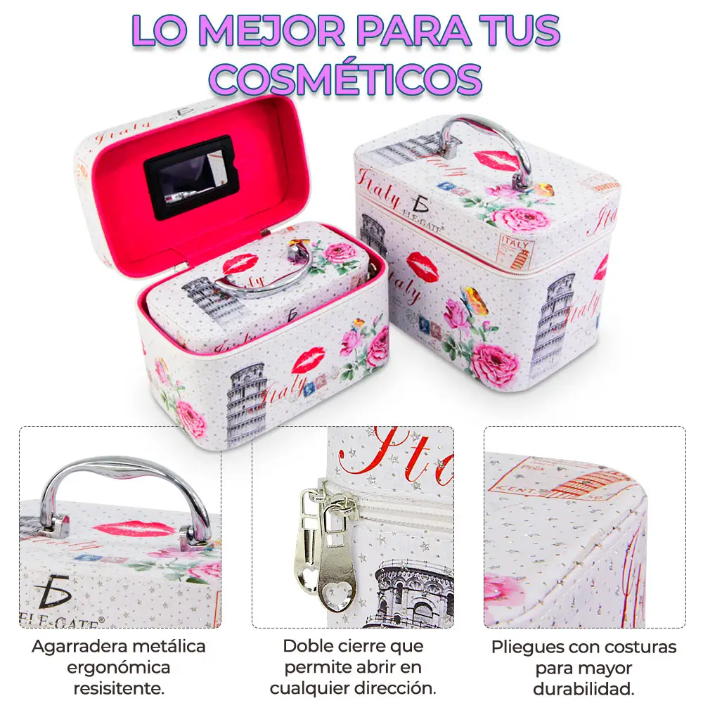 Cosmetiquera Neceser Estampado Kit De 3 Pzas Viaje Estuche MAQ.09.4
