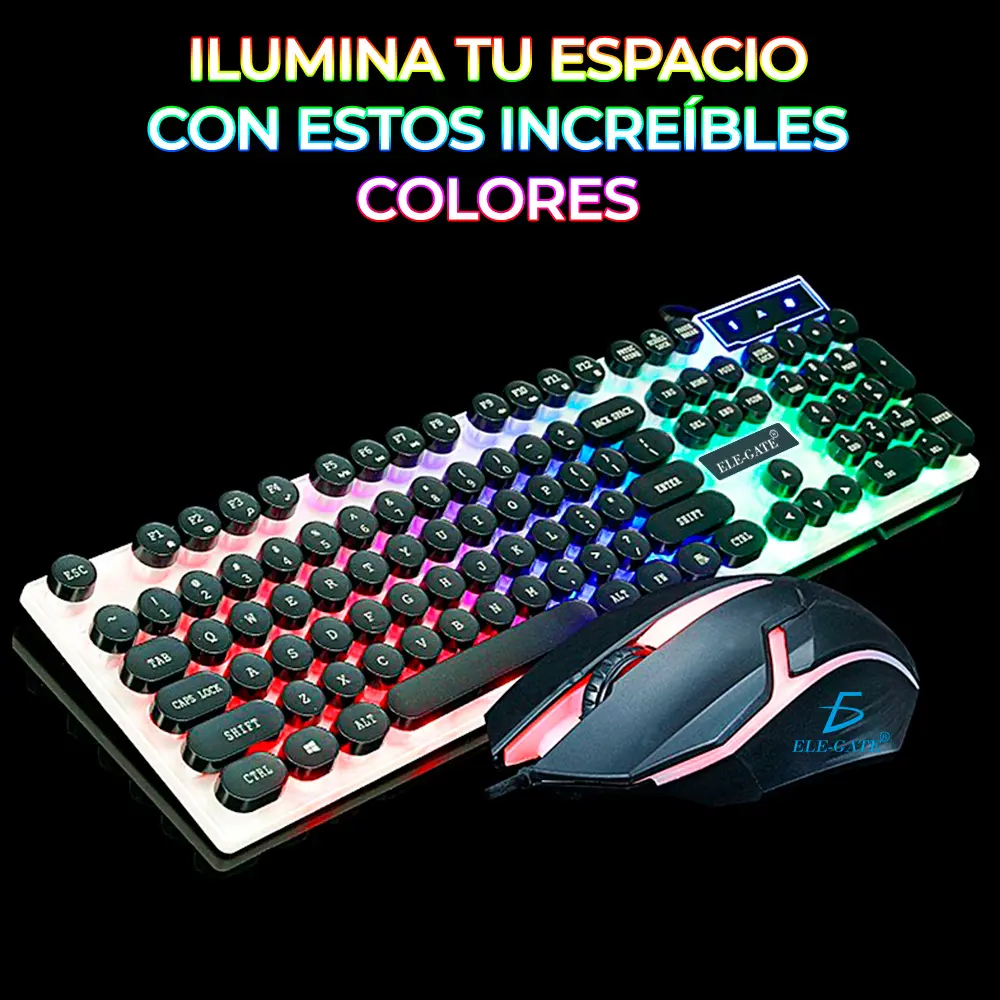 Kit Teclado Mouse Gamer Luz Rgb Iluminado Led Usb Alambrico