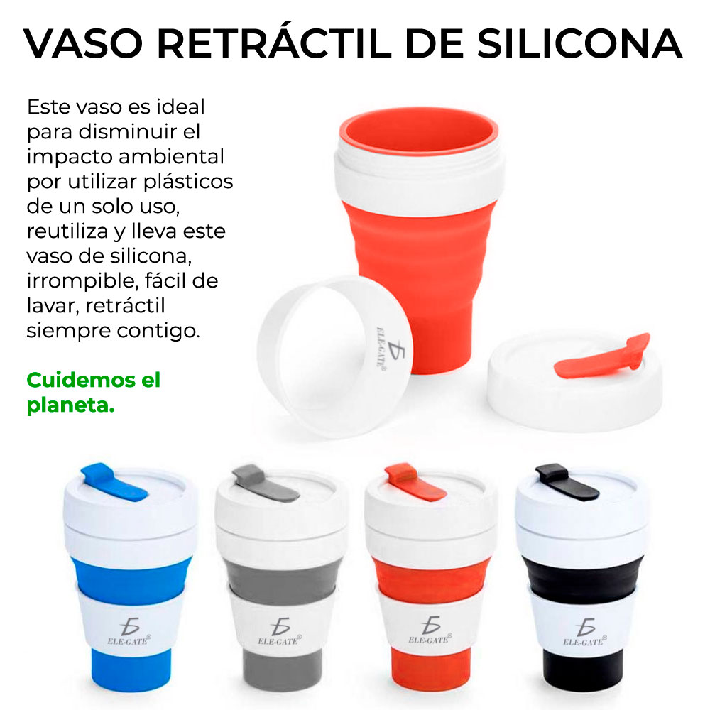 Vaso Termo Reutilizable Plegable De Silicon Practico