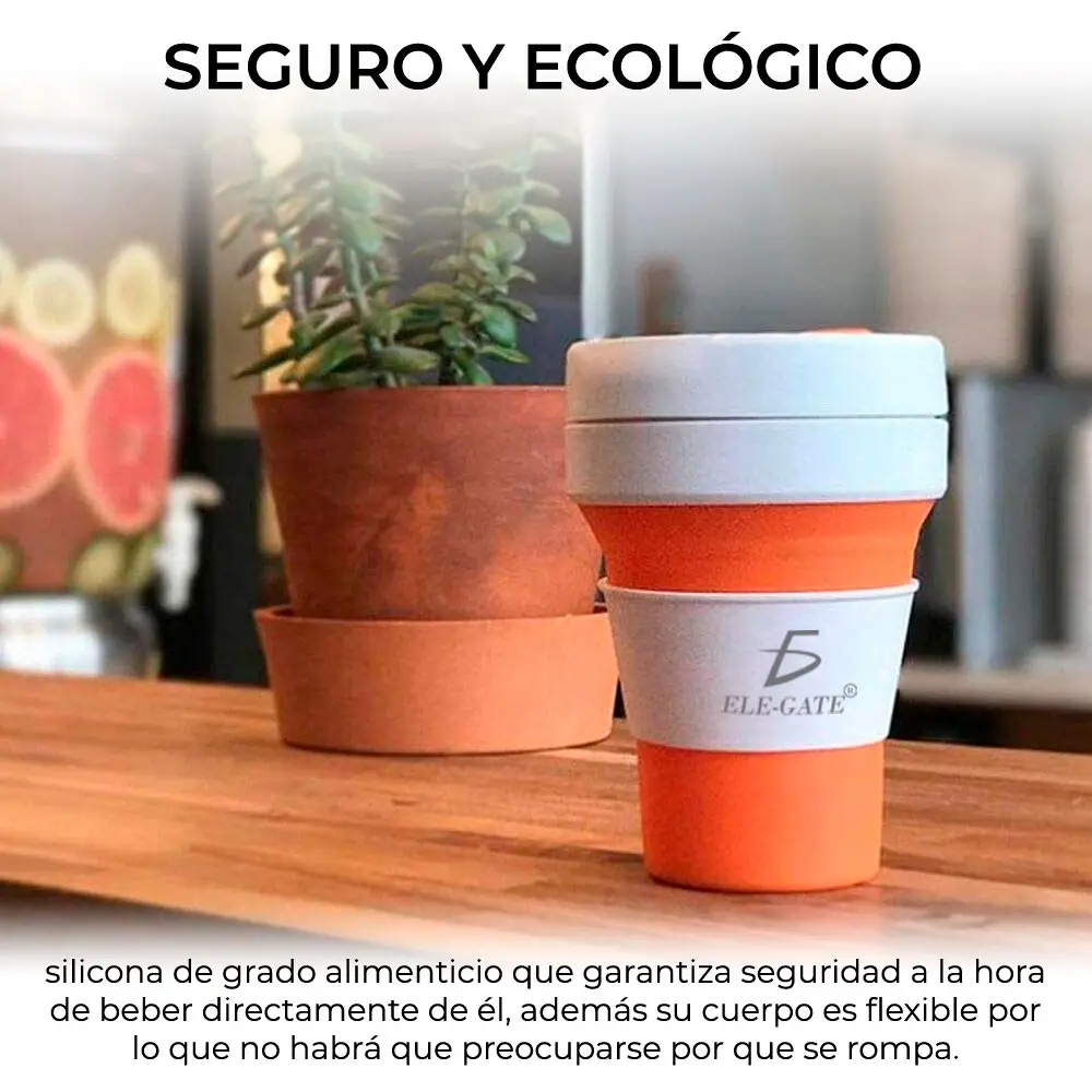 Vaso Termo Reutilizable Plegable De Silicon Practico