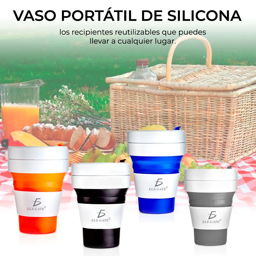 Vaso Termo Reutilizable Plegable De Silicon Practico