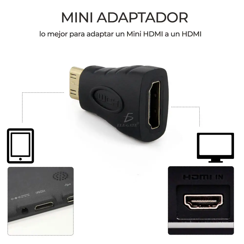 Adaptador Hdmi Hembra Mini Hdmi Macho