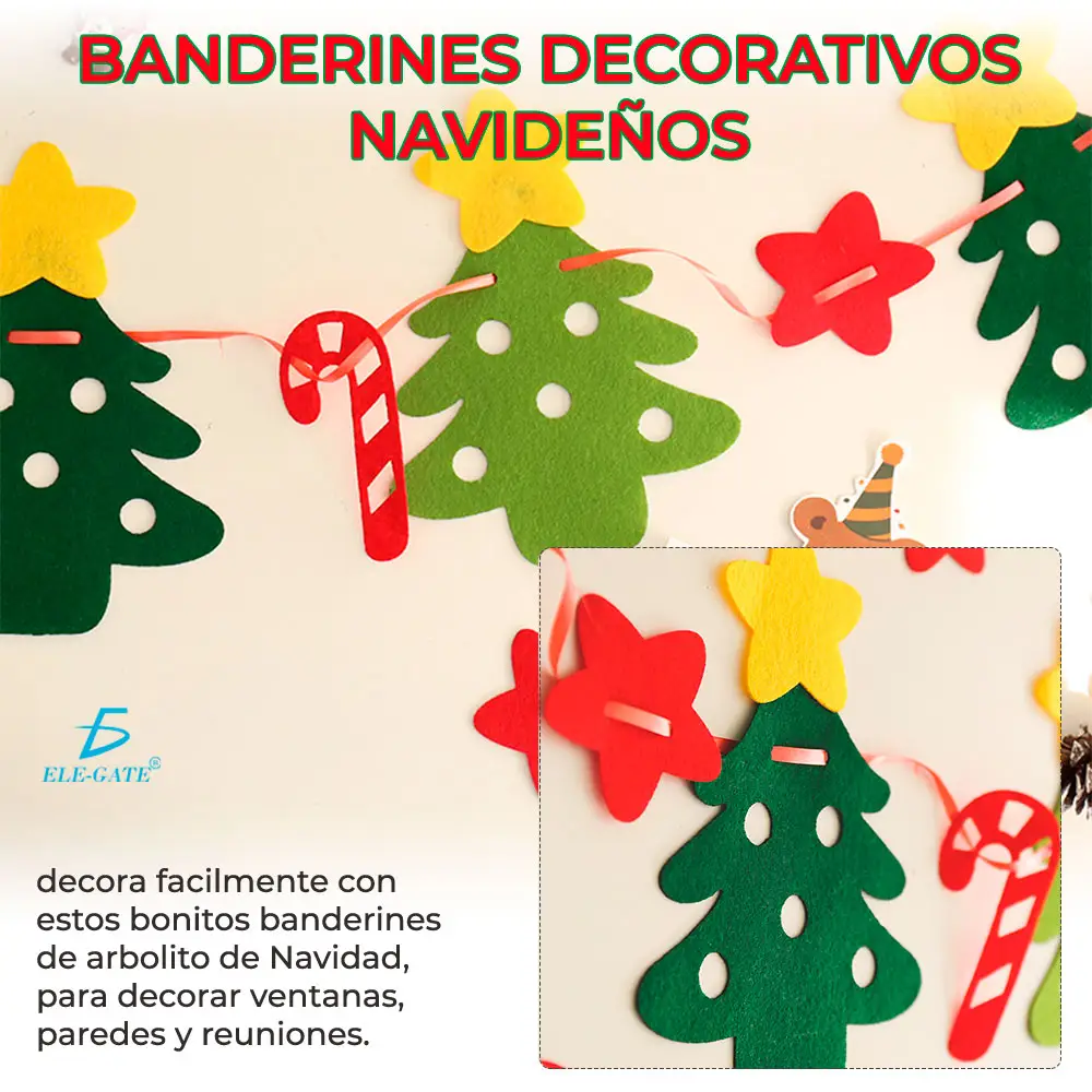 Banderines Para Decoración Navideña Por 8pzs