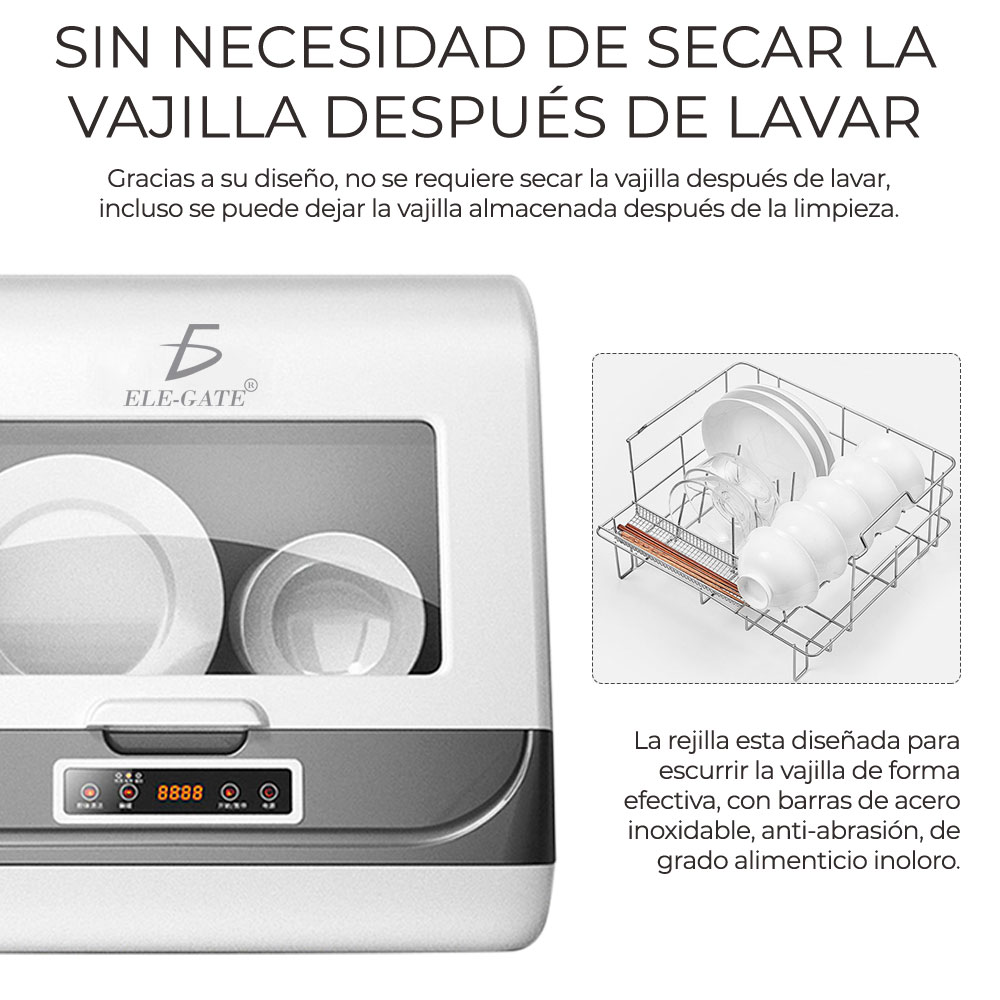 Mini lavavajillas, vibración de alta velocidad, 15 minutos, apagado  inteligente, lavavajillas portátil para apartamento (enchufe de EE. UU.)