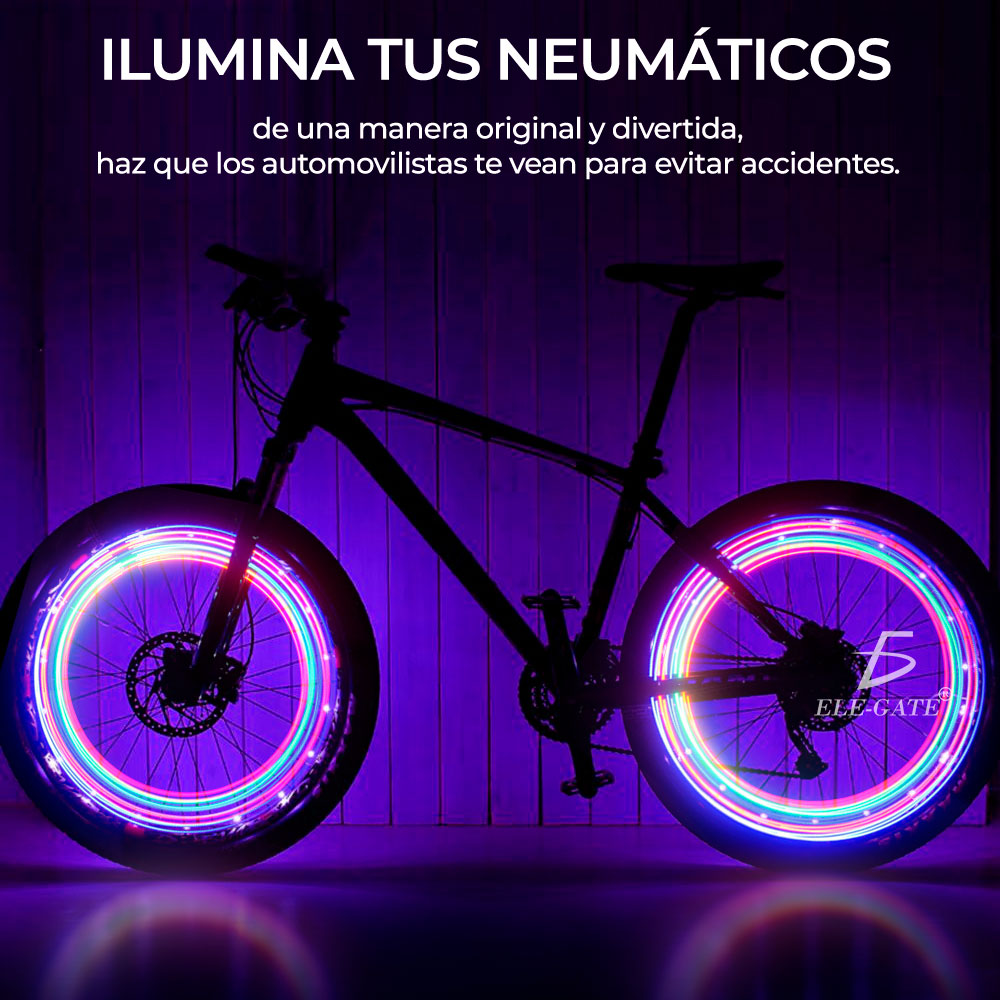 Par Luz Led Multicolor Valvula Tapon Llanta Bici Moto Auto