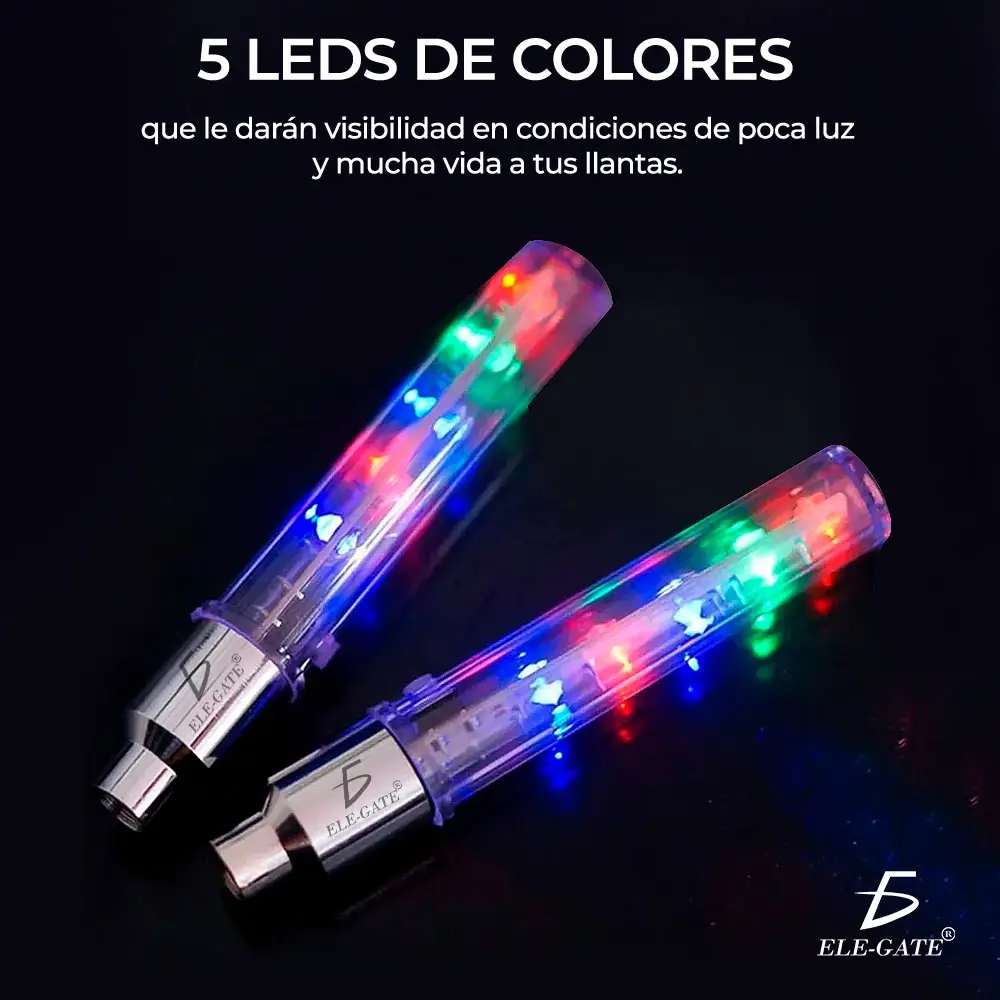 Par Luz Led Multicolor Valvula Tapon Llanta Bici Moto Auto