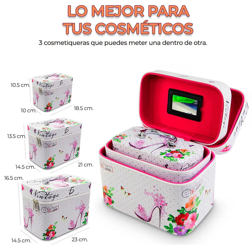 Cosmetiquera Neceser Estampado Kit De 3 Pzas Viaje Estuche MAQ.09.2