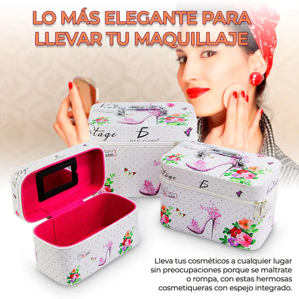 Cosmetiquera Neceser Estampado Kit De 3 Pzas Viaje Estuche MAQ.09.2