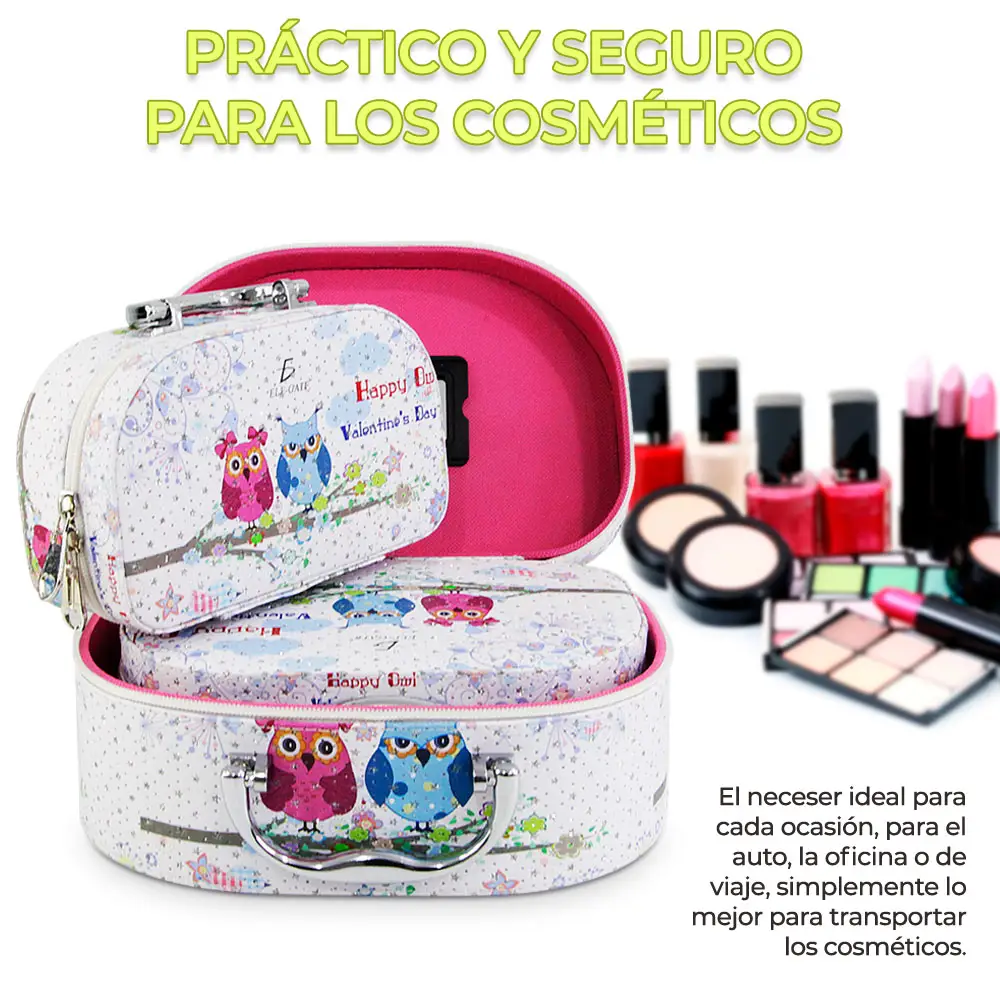 Cosmetiquera Neceser Estampado Kit De 3 Pzas Viaje Estuche MAQ.09.6