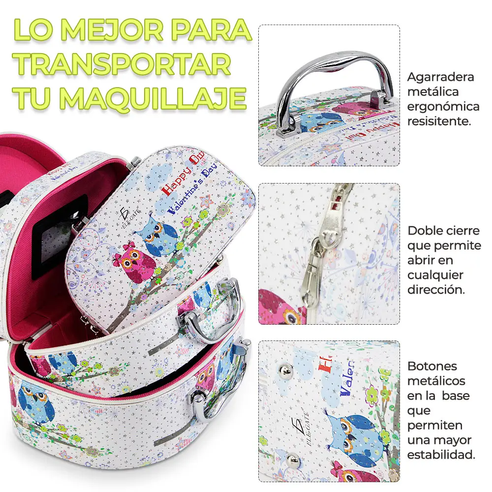 Cosmetiquera Neceser Estampado Kit De 3 Pzas Viaje Estuche MAQ.09.6