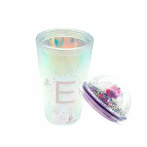 Vaso Con Popote Y Tapa De Cúpula Con Letra