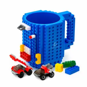 Taza Vaso Bloques De Construcción Multicolor Con Piezas Muñecos