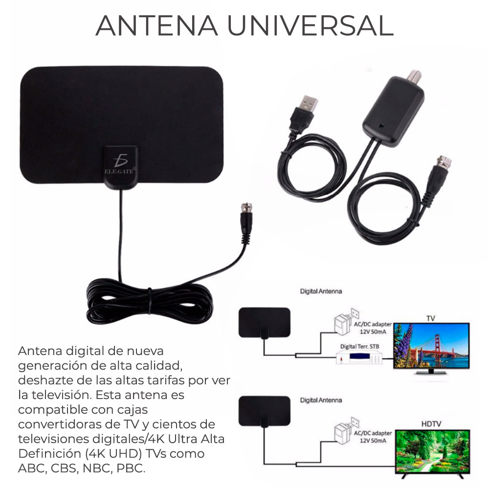 ANTENA TV BASICA PARA INTERIOR TELEVISIÓN ANALÓGICA CABLE SEÑAL DIGITAL  GANT-004