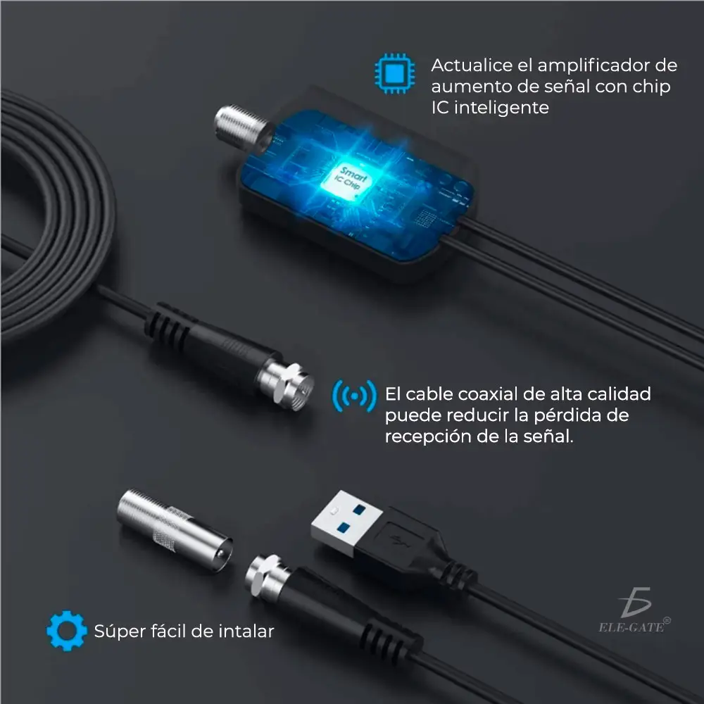 Antena De Tv Digital Hd 1080p Para Interiores Portátil