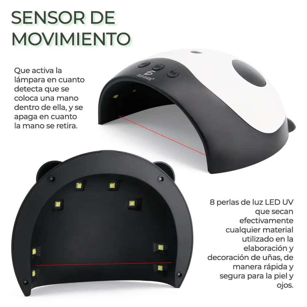 Lámpara Para Secador Rápido De Uñas Con 8 LED