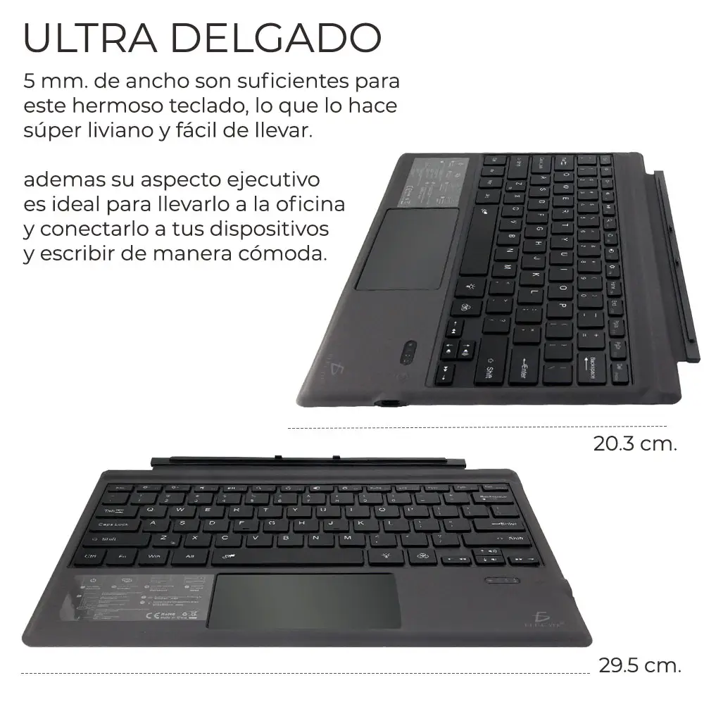 Teclado Táctil Bluetooth Para Surface Pro 5/4/3 Con Luz RGB