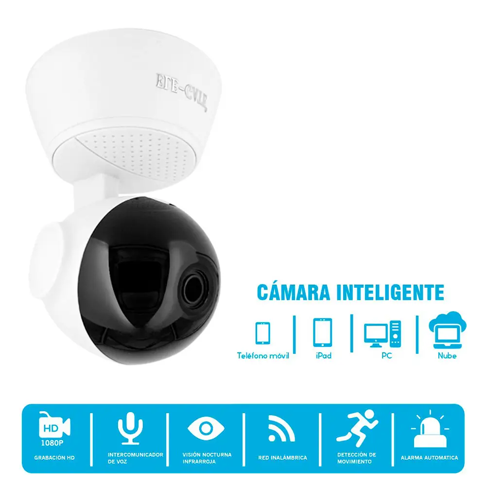 Camara De Seguridad 1080p Wifi Visión Nocturna Alarma